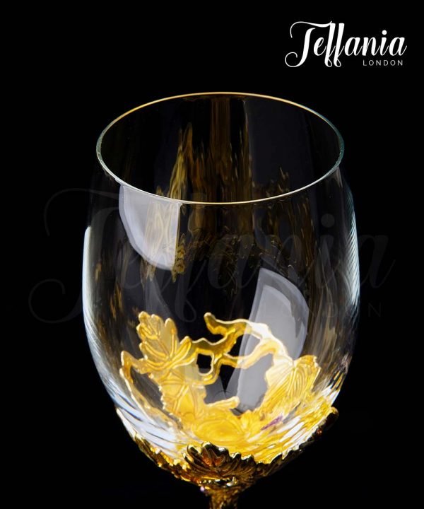 Wine Glasses Crystal Red Wine Glasses Elegant Champagne Glasses Enamels  Floral Decorative Goblets(Golden /2 set(gift box))